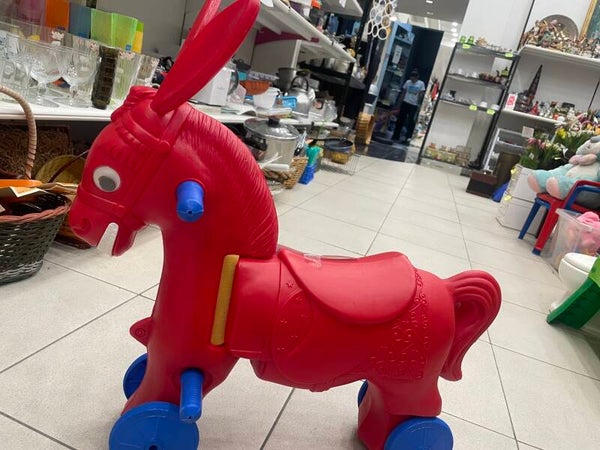 Red Plastic Riding Horse - Toys