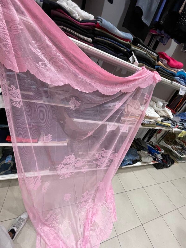 Pink Lace Curtains - New - Supplies