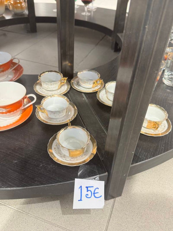 Golden Rimmed Set of Tea Cups - Decor