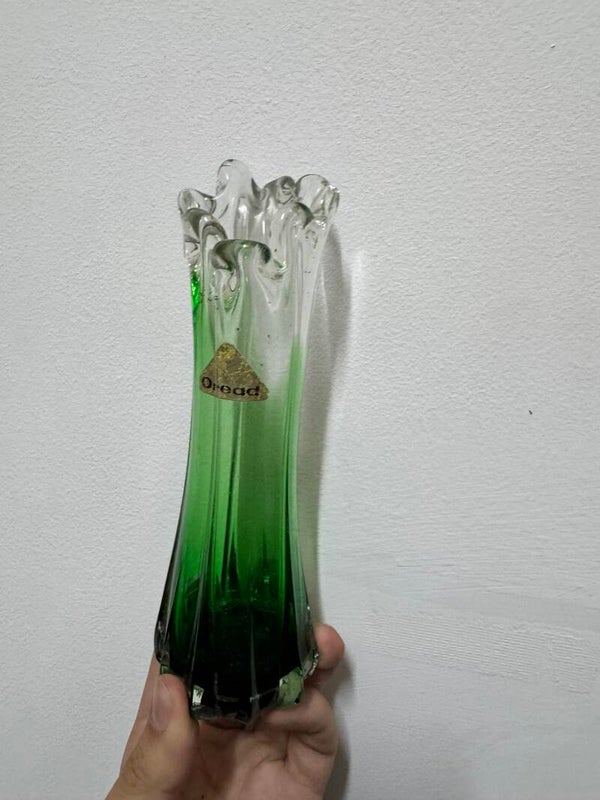 Green Glass Vase - Decor