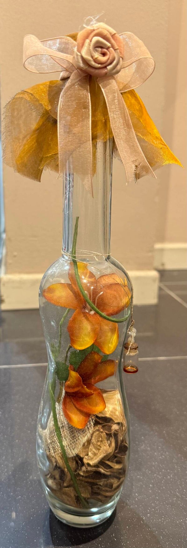 Glass Bottle With Flowers - Decor