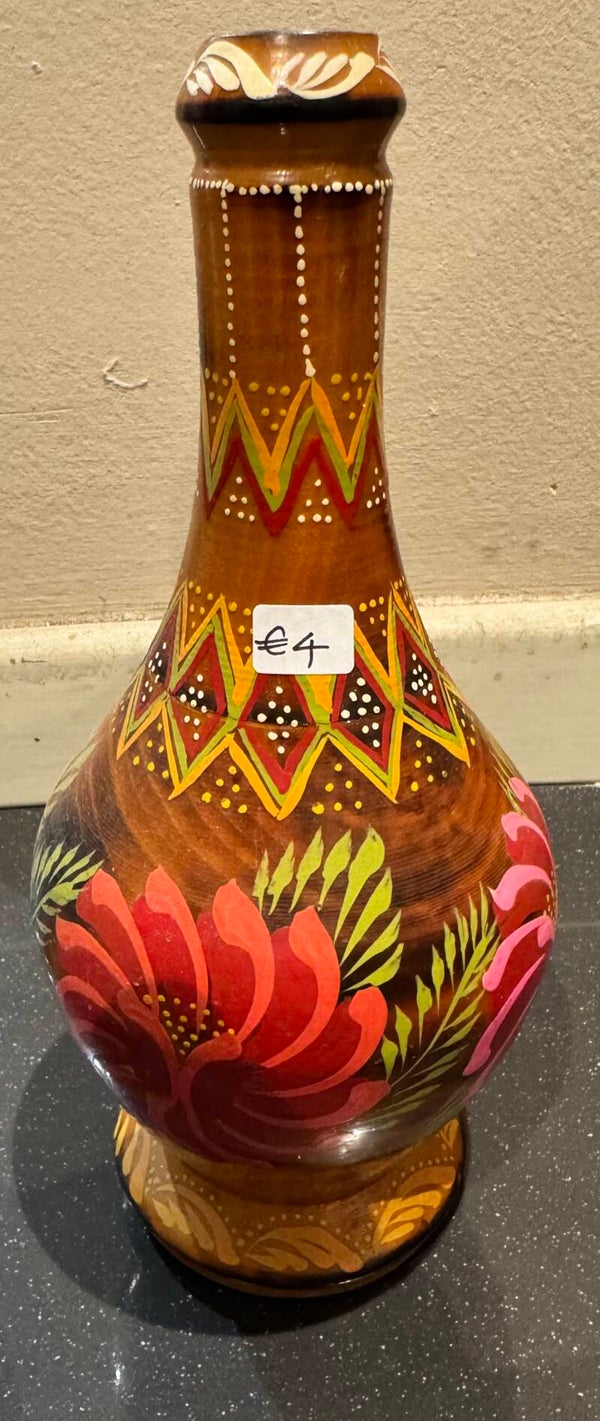 Painted Wooden Vase - Decor