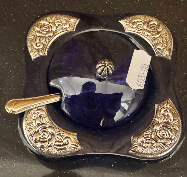 Vintage Cobalt Blue Sugar Tray - Decor