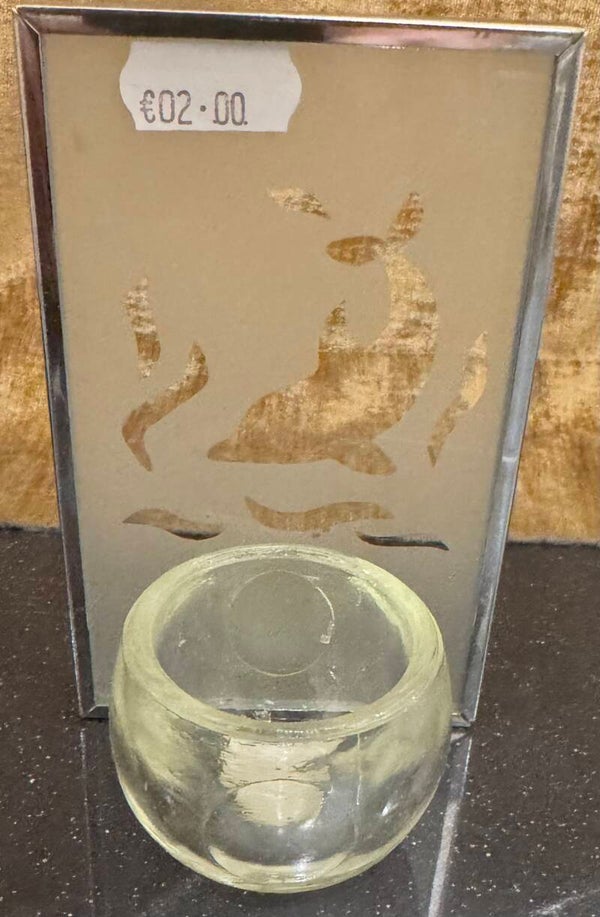 Glass Candle Holder with Dolphin - Candles