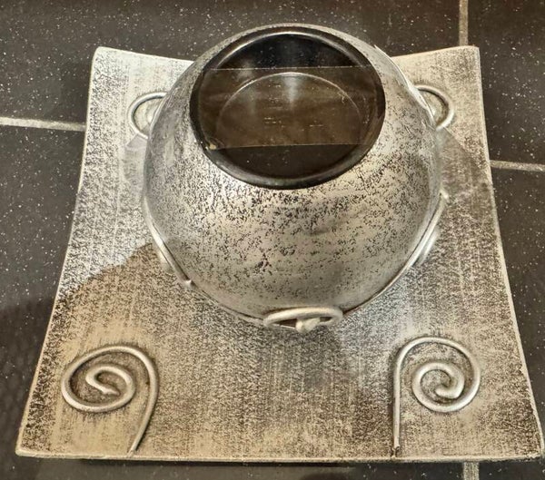 Silver-Colored Metal Candle Holder - Candles