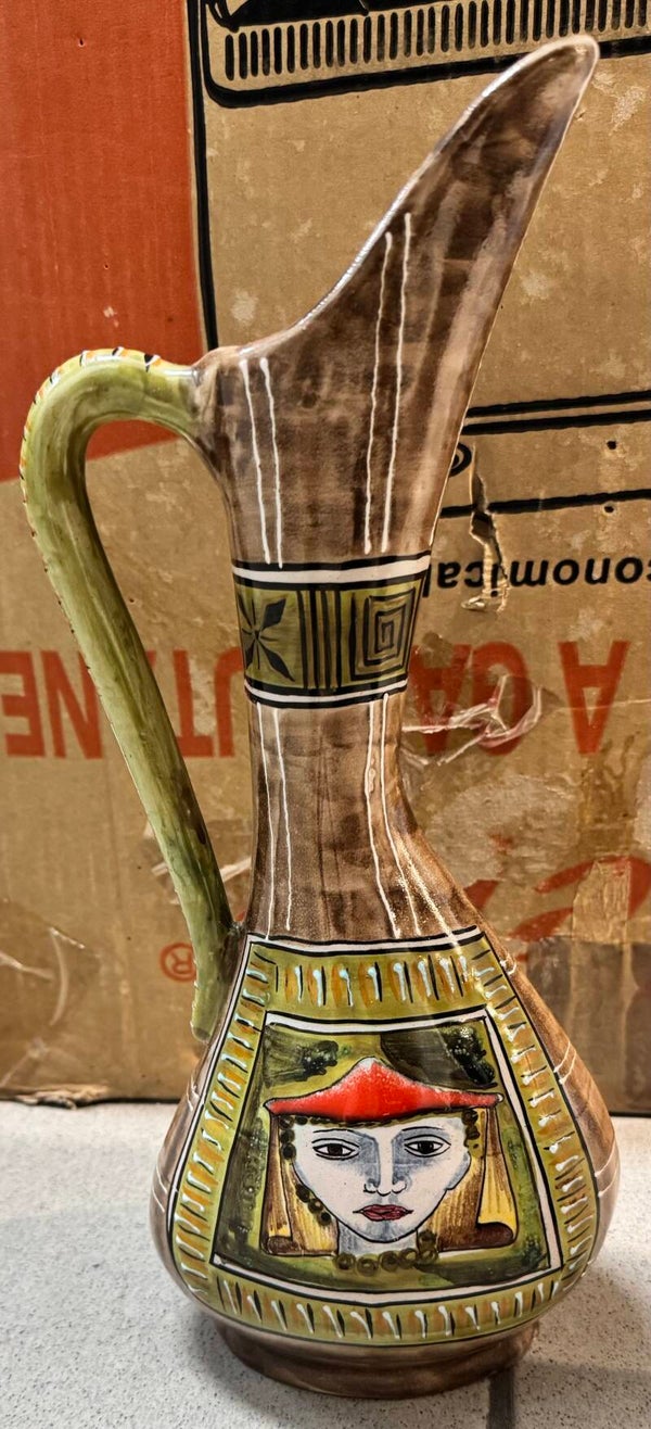 Vintage Italian Hand-Painted Ceramic Decanter - Decor