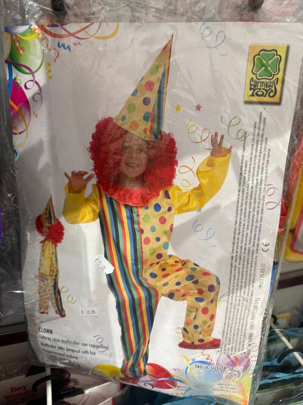 Clown Boy - Size 4/7 Years - Carnival