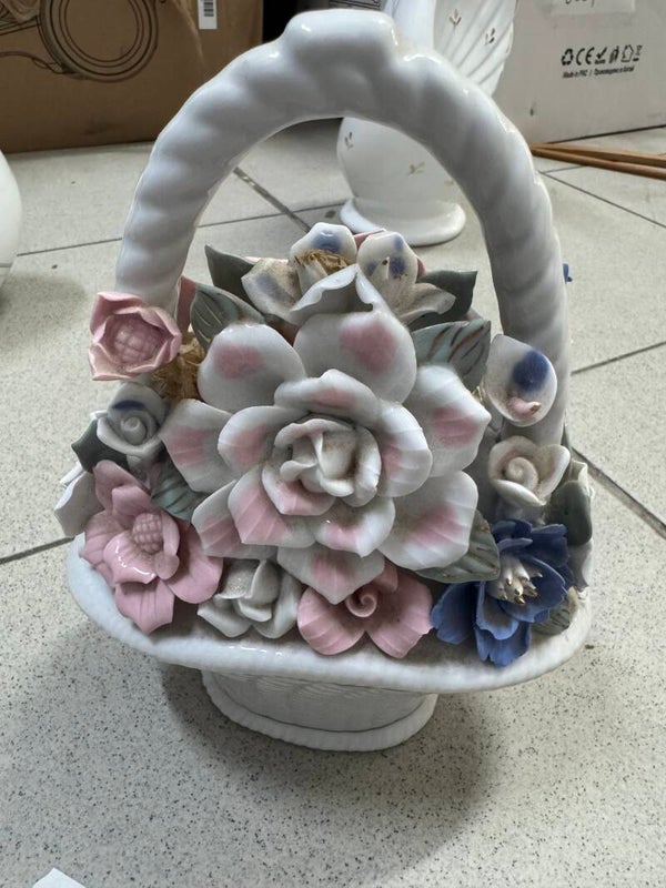 Porcelain Floral Basket-Decor*