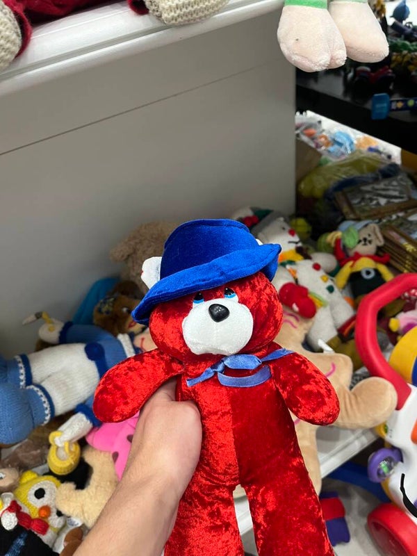 Red and Blue Teddy Bear Plushie - Toys