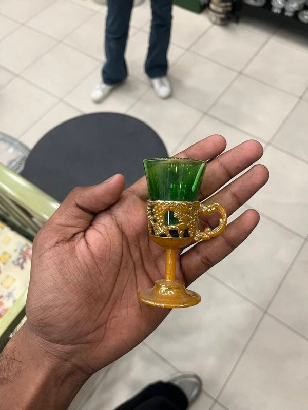 Green Glass Cup - Decor