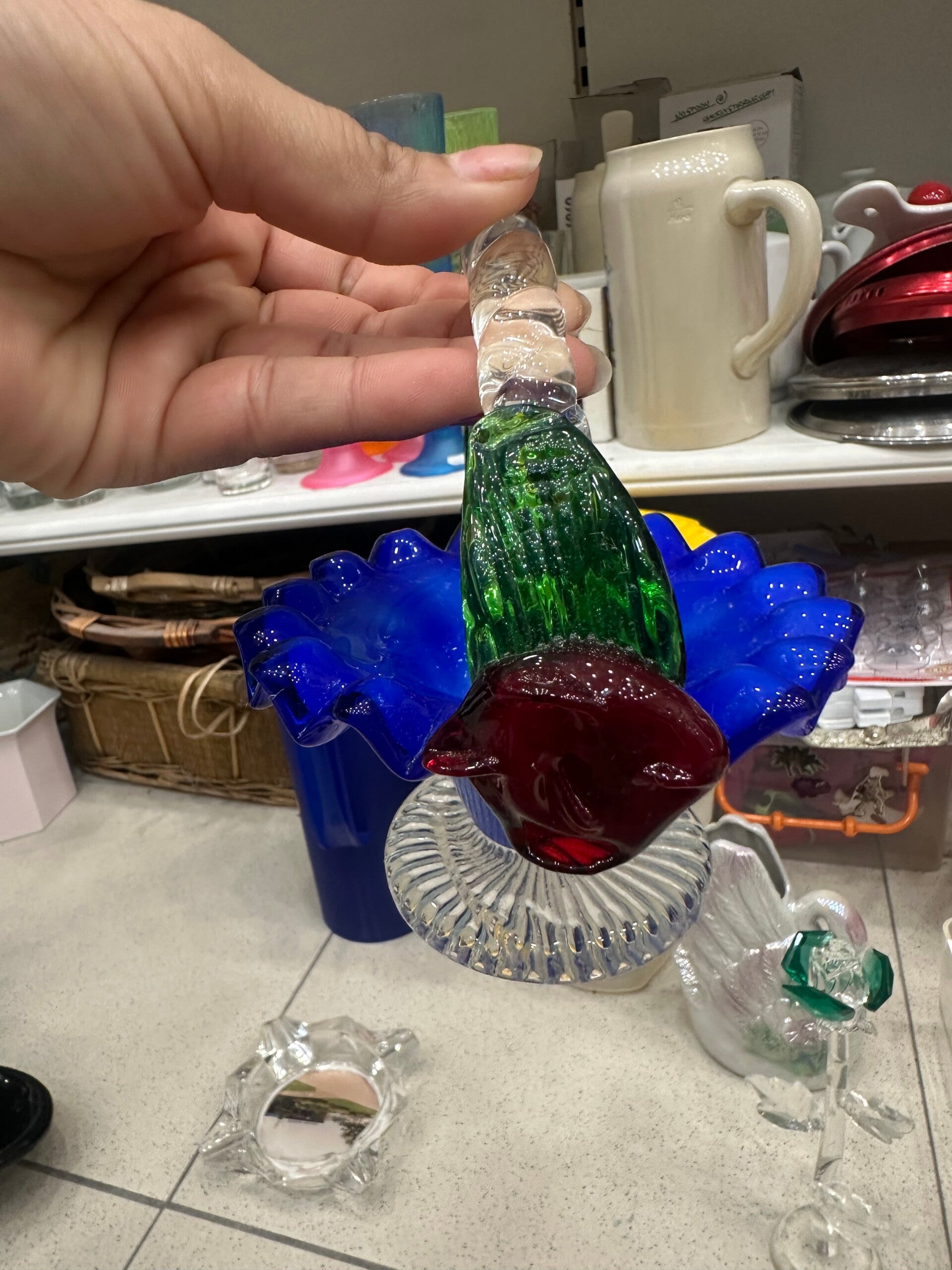 Vintage Small Glass Basket - Decor