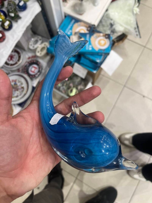 Blue Glass Dolphin - Figurines**