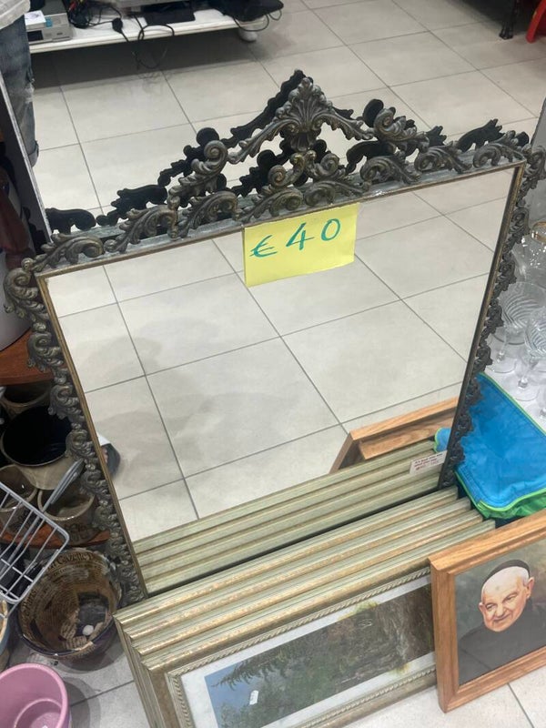 Vintage Bronze Mirror - Antiques
