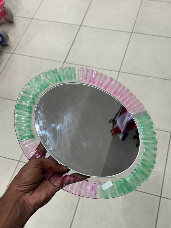 Glass Bordered Wall Mirror - Decor ***