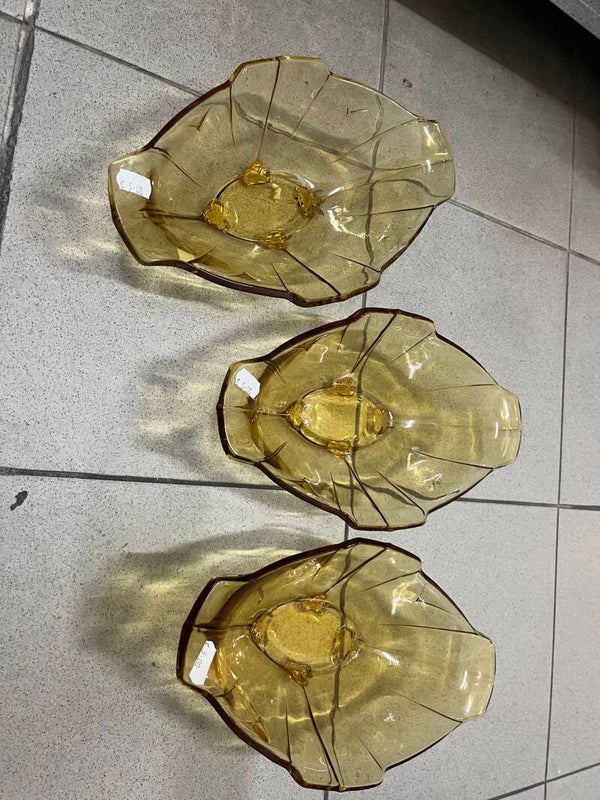 Vintage sowerby amber glass bowl- supplies ***