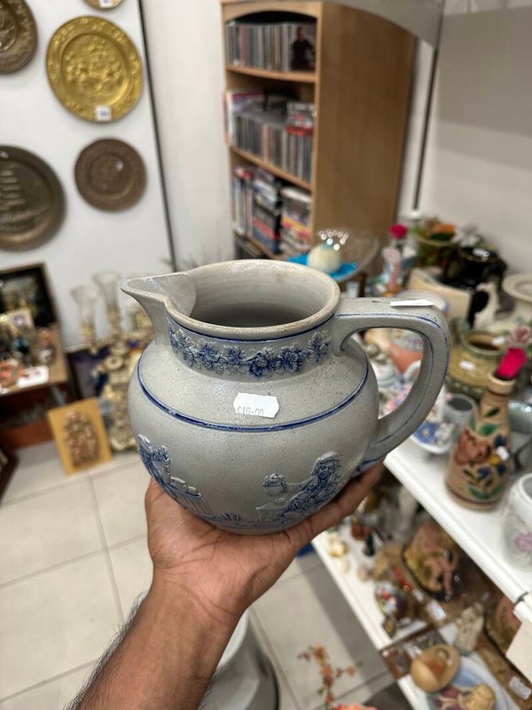 Grey And Blue Ceramic Pitcher - Decor