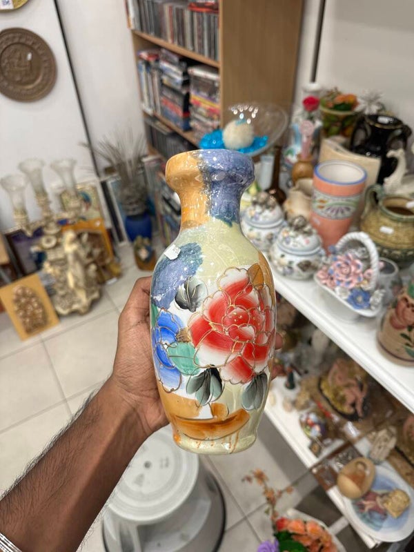 Hand-Painted Floral Chinese Vase - Decor