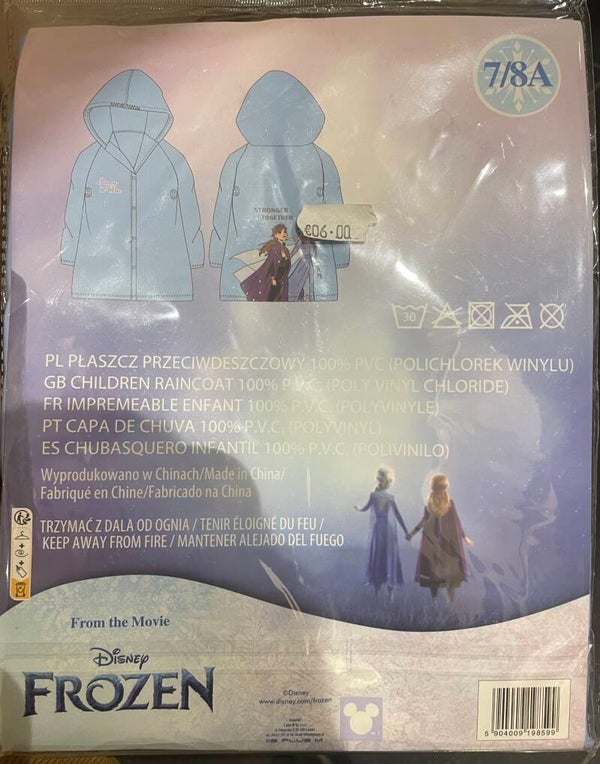 Girls Frozen Raincoat - Size 7/8 Years