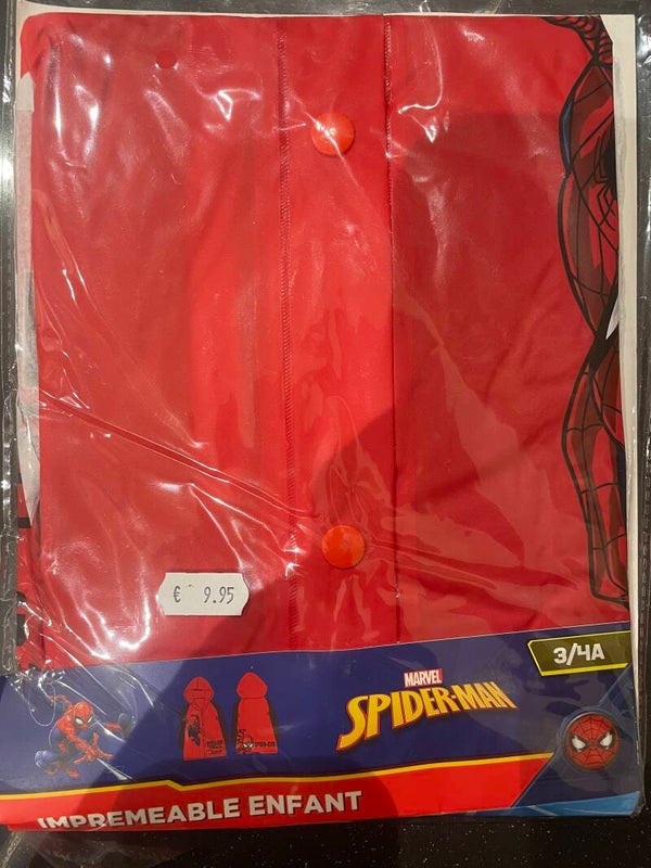 Boys Spiderman Raincoat - Size 3/4 Years