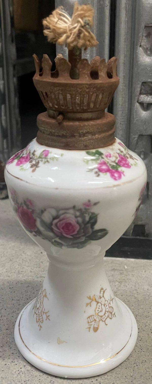 Vintage Miniature Porcelain Oil Lamp - Antiques