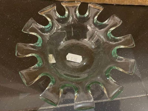 Vintage Glass Flower Bowl - Decor