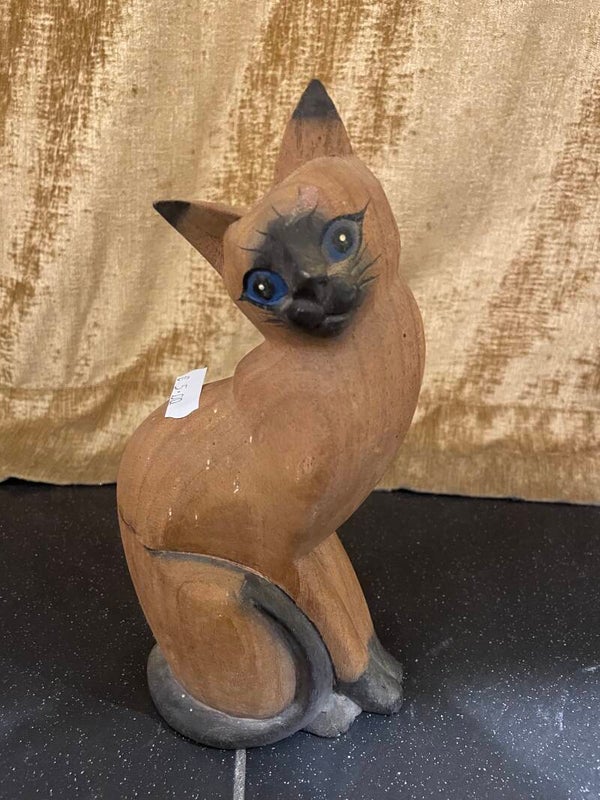 Wooden Cat Figure - Decor