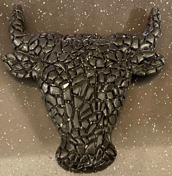Mosaic Black Bull Magnet - Decor