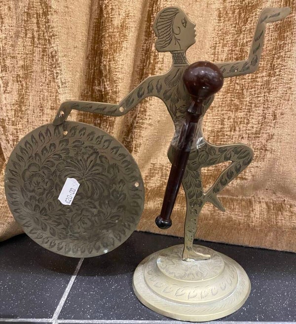 Mid-Century Brass Gong & Striker - Decor
