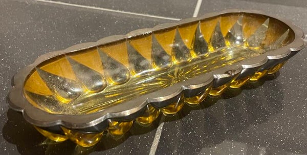 Amber Glass Celery Dish - Decor