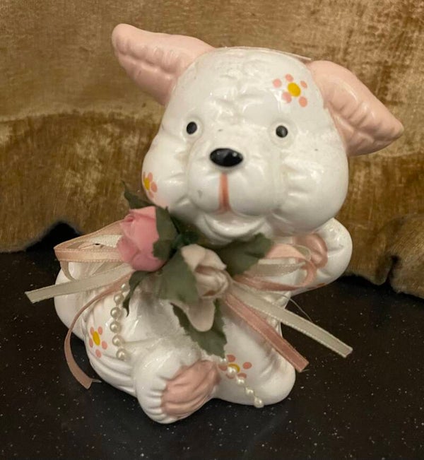 Vintage Ceramic White Dog - Figurines*