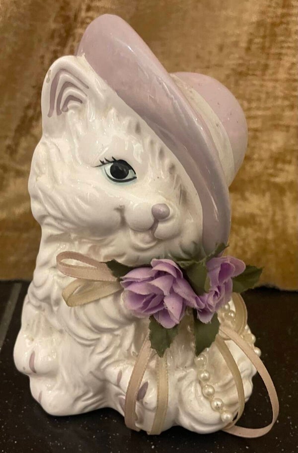 Porcelain Cat in a Hat - Figurines