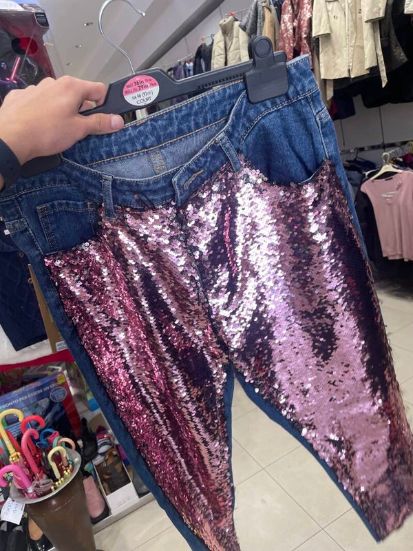 Women Sequins Jeans - Size L