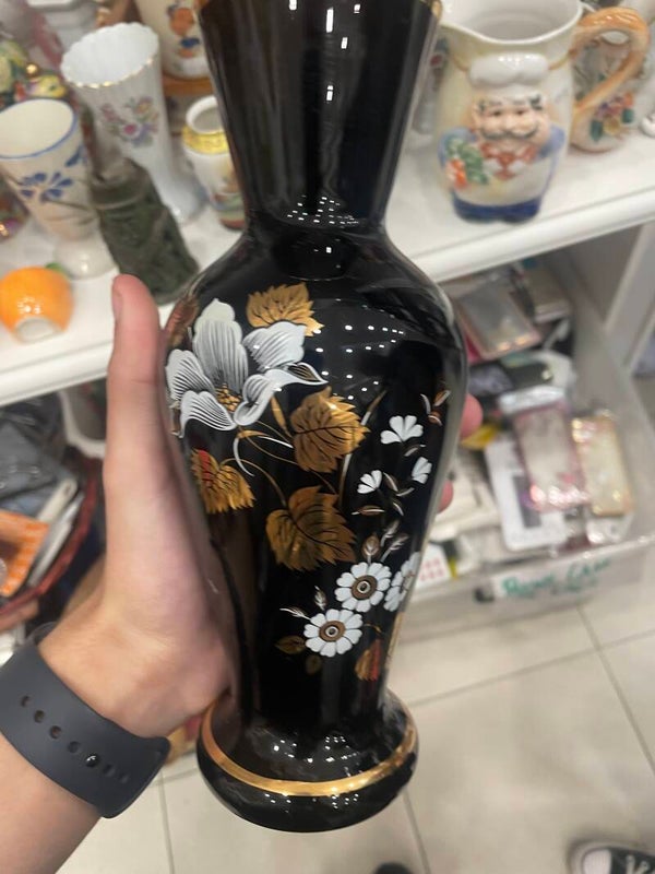 Black Painted Vase - Decor