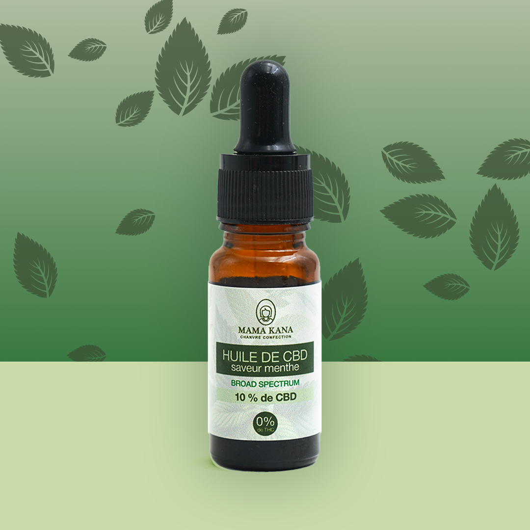 Huile CBD Broad Spectrum 10 % – Saveur Menthe
