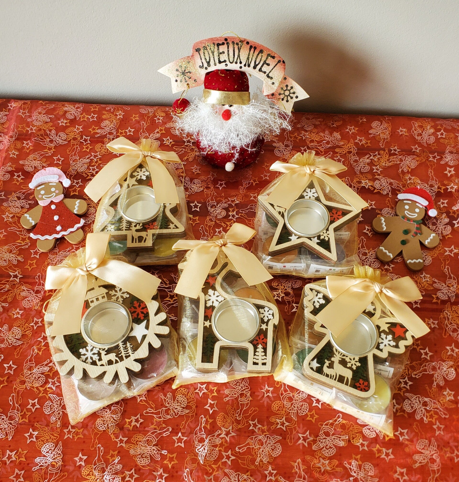 🕯️ Ensemble porte bougie bois Noël