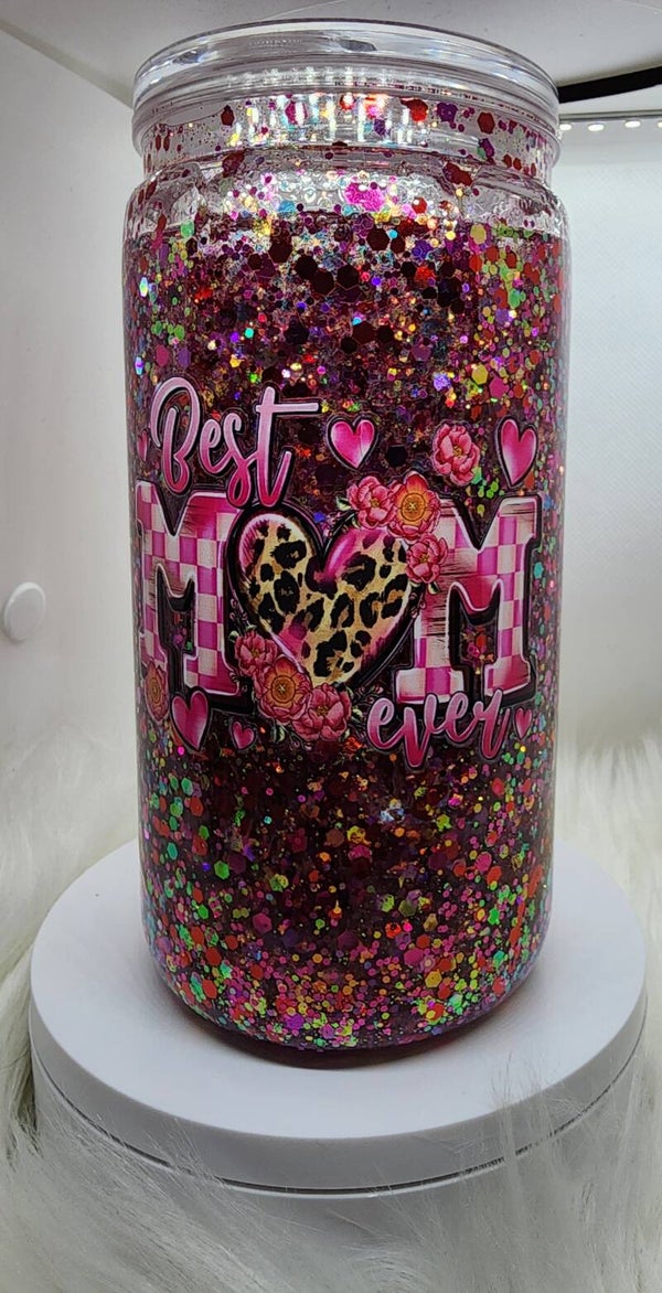 BEST MOM EVER SNOW GLOBE TUMBLER