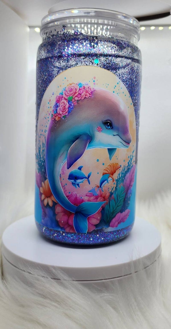 Dolphins  snowglobe tumbler