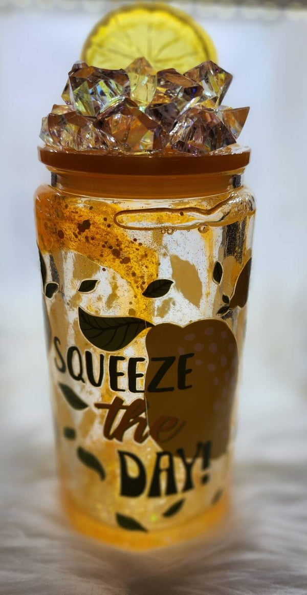 Squeeze the day snowglobe tumbler