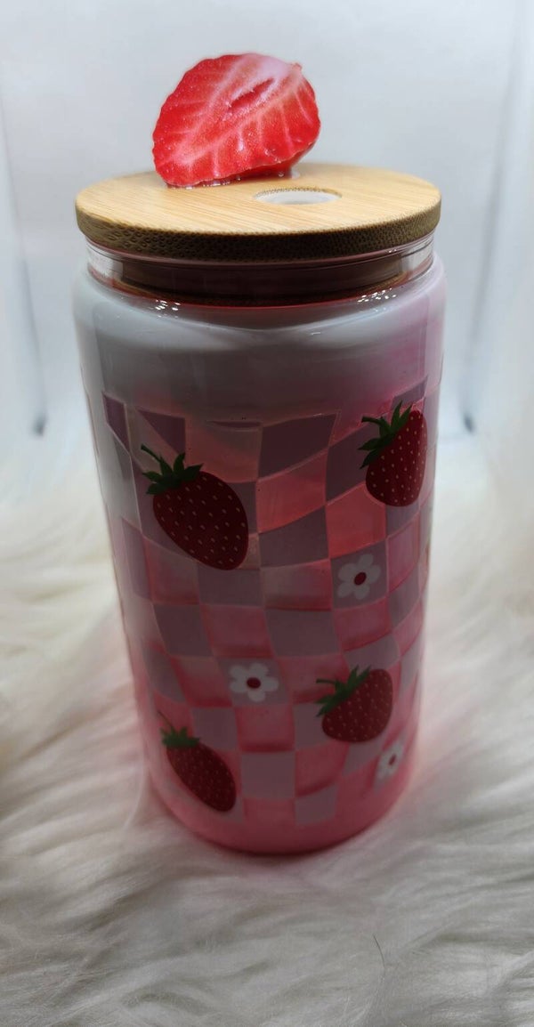 Strawberry shake snow globe tumbler