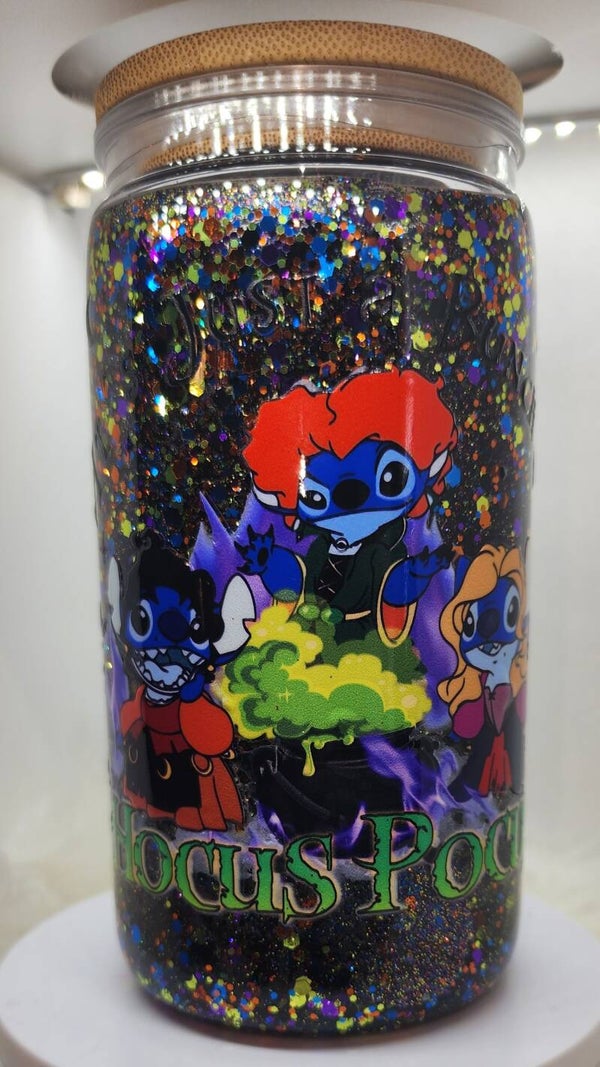 Hocus pocus/stitch snow globe tumbler