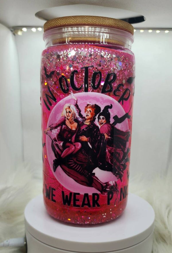 Breast cancer/hocus pocus  snow globe tumbler
