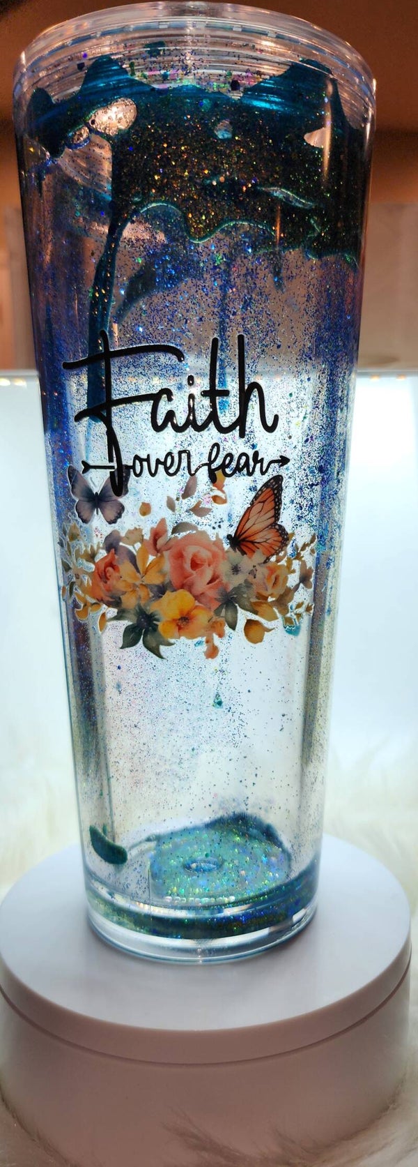FAITH OVER FEAR SNOWGLOBE TUMBLER