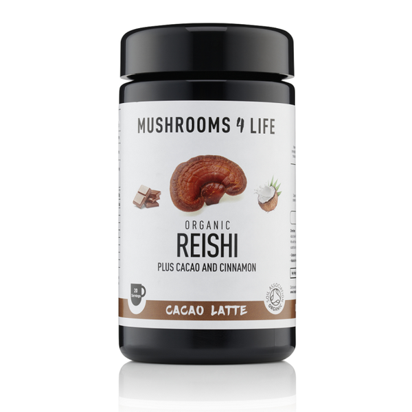Mushrooms for Life - Reishi Cacao Paddenstoelen Latte 1000 mg. Bio 140 gram.