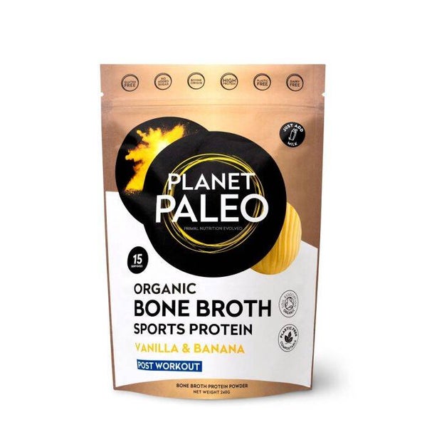 Planet Paleo - Organic Bone Broth Sports Protein Vanilla & Banana.