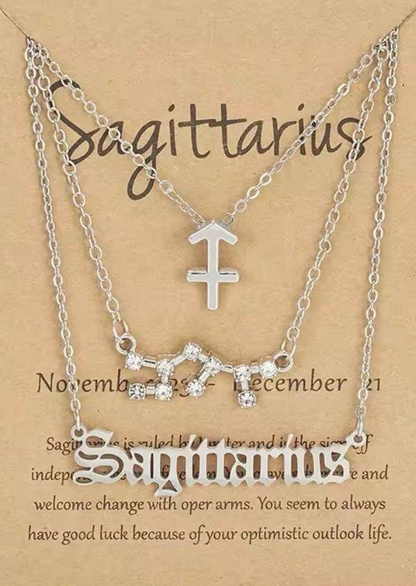 Boogschutter 3 set kettingen zilverkleurig