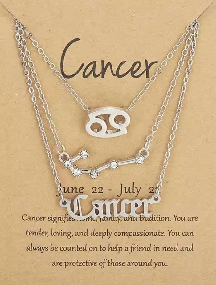 Kreeft 3 set kettingen zilverkleurig