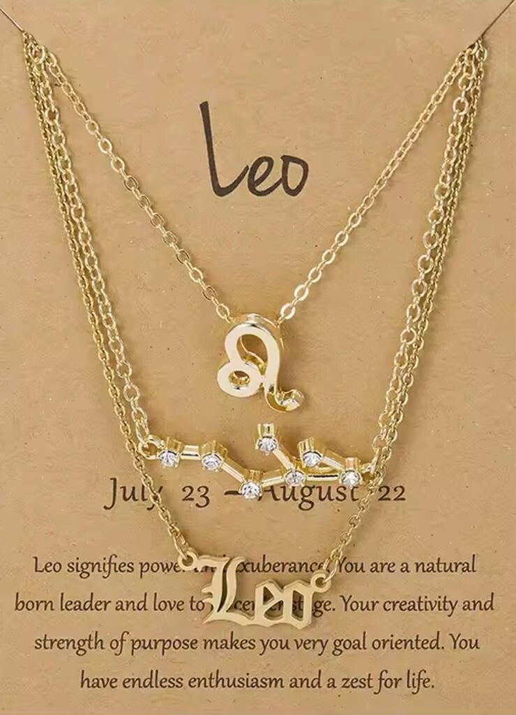 Leeuw 3 set kettingen goudkleurig