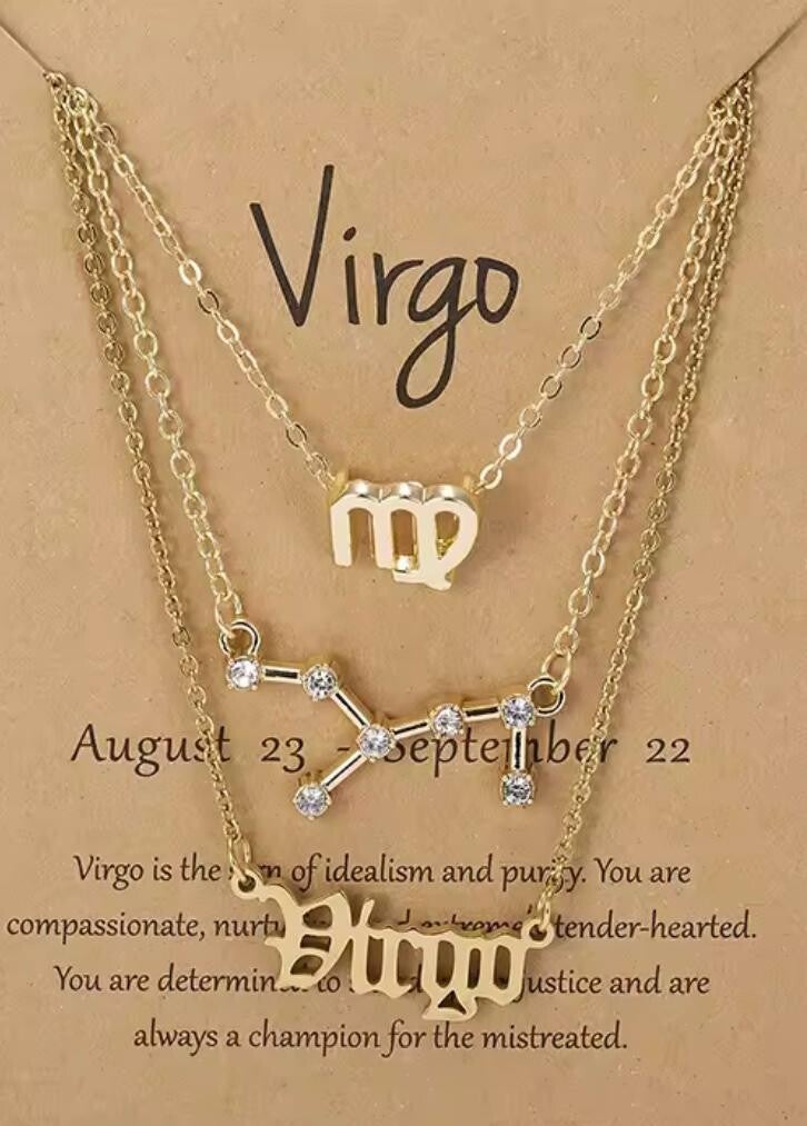 Maagd 3 set kettingen goudkleurig