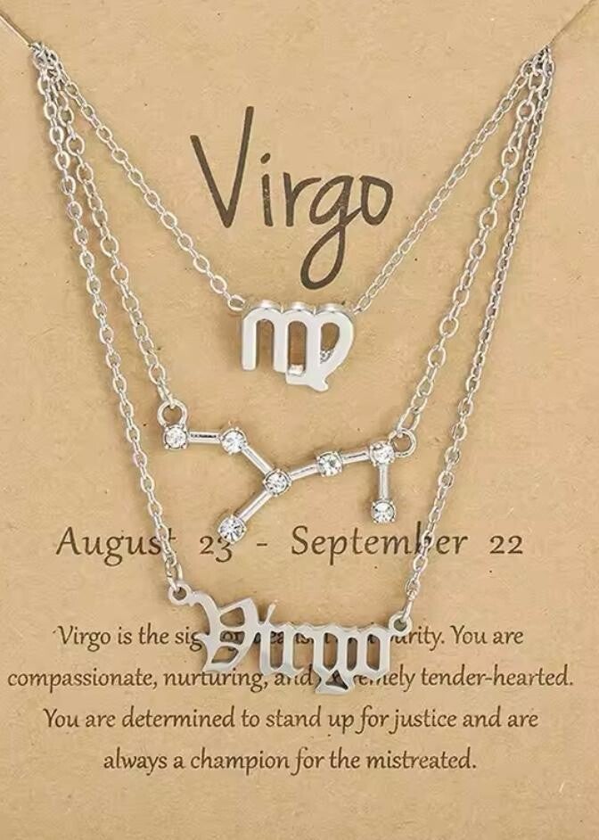 Maagd 3 set kettingen zilverkleurig