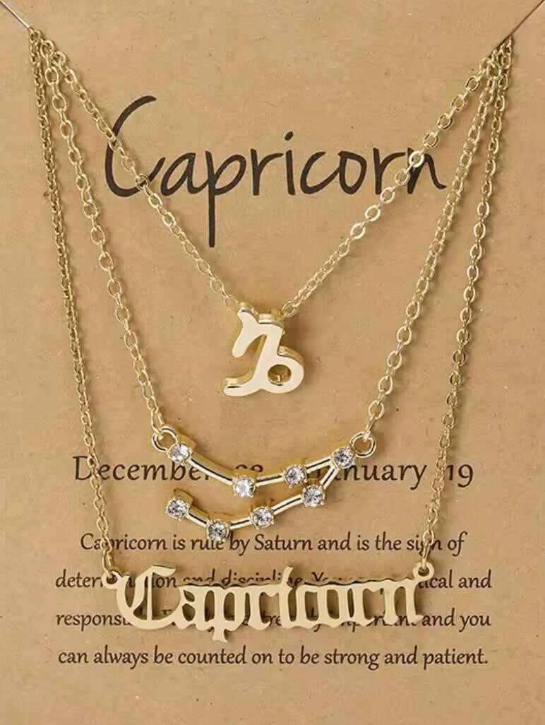 Steenbok 3 set kettingen goudkleurig